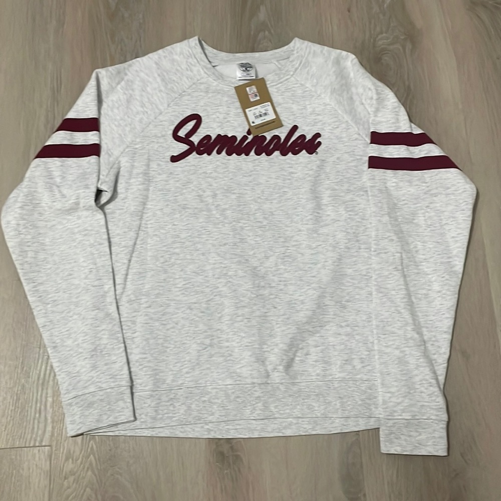 Seminole women’s light grey pullover sweatshirt